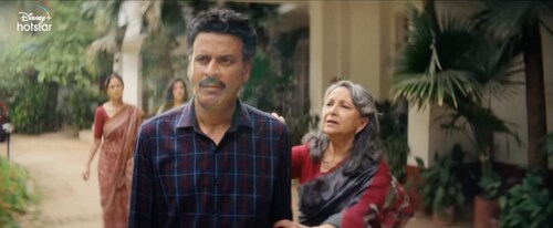 Manoj Bajpayee and Sharmila Tagore in Gulmohar. Manoj Bajpayee and Sharmila Tagore in Gulmohar.