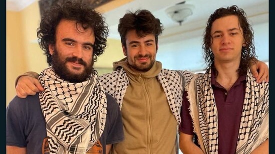 This undated handout photo provided by the Institute for Middle East Understanding shows Hisham Awartani, Tahseen Ali, and Kenan Abdulhamid, who were shot on their way to a family dinner (Photo by HANDOUT / Institute for Middle East Understanding / AFP)