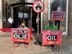Greenpeace activists demonstrate in front of the Norwegian oil and energy ministry in central Oslo, Norway. (Reuters)