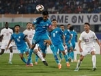 Sunil Chhetri in action against Qatar