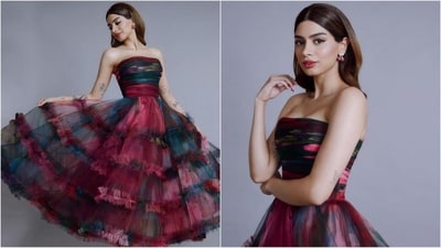 Khushi Kapoor is currently gearing up for the release of her upcoming film "The Archies" and her stunning back-to-back promotional looks are just swoon-worthy. The stylish diva, just like her elder sister Janhvi Kapoor, is a total fashionista who can pull off any look to perfection. Be it a casual dress or a sartorial saree, Khushi knows how to turn heads. Her latest appearance in an elegant, colourful dress is no exception and is sure to steal your heart. Scroll down to take some notes. (Instagram/@khushi05k) Khushi Kapoor is currently gearing up for the release of her upcoming film "The Archies" and her stunning back-to-back promotional looks are just swoon-worthy. The stylish diva, just like her elder sister Janhvi Kapoor, is a total fashionista who can pull off any look to perfection. Be it a casual dress or a sartorial saree, Khushi knows how to turn heads. Her latest appearance in an elegant, colourful dress is no exception and is sure to steal your heart. Scroll down to take some notes. (Instagram/@khushi05k)