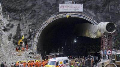 In the Silkyara tunnel operation, the American Auger 600-1200, high powered horizontal drilling was used. (PTI Photo) In the Silkyara tunnel operation, the American Auger 600-1200, high powered horizontal drilling was used. (PTI Photo)