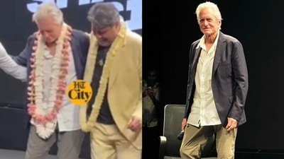 Michael Douglas on stage at the IFFI event. Michael Douglas on stage at the IFFI event.