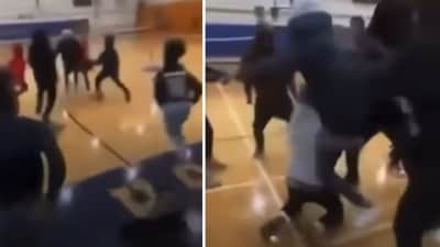 A horrifying video shows a brawl breaking out at a North Carolina high school, which resulted in a student’s death (Facebook)
