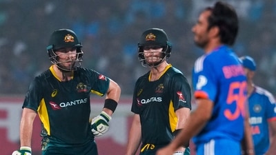 Australia's Steven Smith and Josh Inglis during the first T20 International vs India (PTI) Australia's Steven Smith and Josh Inglis during the first T20 International vs India (PTI)