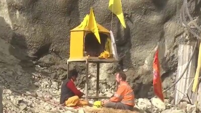 Tunnelling expert's prayers on Tuesday were aimed at ensuring the safe evacuation of the 41 workers who had been trapped for 16 days (X/@amitmalviya) Tunnelling expert's prayers on Tuesday were aimed at ensuring the safe evacuation of the 41 workers who had been trapped for 16 days (X/@amitmalviya)