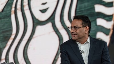 Starbucks CEO Laxman Narasimhan revealed that he likes his coffee with some hot milk on the side. (AP) Starbucks CEO Laxman Narasimhan revealed that he likes his coffee with some hot milk on the side. (AP)