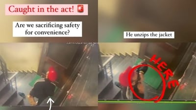CCTV footage shows Blinkit delivery partner stealing shoes. (Instagram/@flywithmonicaa) CCTV footage shows Blinkit delivery partner stealing shoes. (Instagram/@flywithmonicaa)
