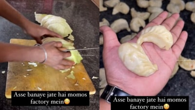 Snapshot of momos being made in a shop. (Instagram/@Yash Shivhare)
