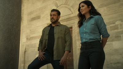Salman Khan and Katrina Kaif in a still from Tiger 3. Salman Khan and Katrina Kaif in a still from Tiger 3.