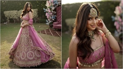Harnaaz Sandhu's pink embellished lehenga is the epitome of grace and glamour (Instagram/@harnaazsandhu_03) Harnaaz Sandhu's pink embellished lehenga is the epitome of grace and glamour (Instagram/@harnaazsandhu_03)