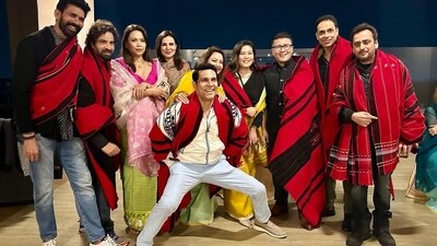 In one of the pictures shared by a friend on social media, the bride and groom-to-be can be seen posing along with their families and friends, all adorned in traditional Manipuri shawls. (Instagram/@iampallsingh)