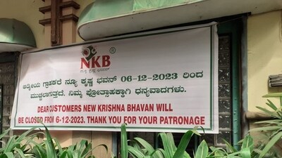 Bengaluru's iconic New Krishna Bhavan to shut its doors from Dec 6 Bengaluru's iconic New Krishna Bhavan to shut its doors from Dec 6
