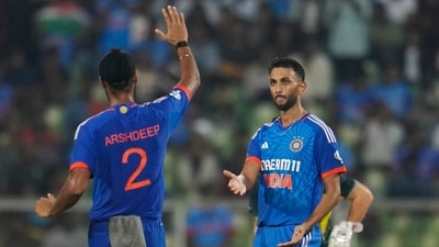 Arshdeep Singh and Prasidh Krishna in action during India's T20I vs Australia (AP) Arshdeep Singh and Prasidh Krishna in action during India's T20I vs Australia (AP)