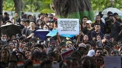 Members of the Kuki-Zo tribes took out large rallies carrying placards. (File Photo) Members of the Kuki-Zo tribes took out large rallies carrying placards. (File Photo)