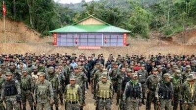 Members of the banned group UNLF after signing the peace agreement. (X/@AmitShah) Members of the banned group UNLF after signing the peace agreement. (X/@AmitShah)