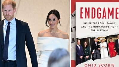The identity of the royal who allegedly expressed “concerns” over Meghan Markle and Prince Harry’s son’s skin colour had accidentally been revealed in Dutch copies of Omid Scobie’s new bombshell book (Photo by Evan Agostini/Invision/AP, utapublishing/Instagram) The identity of the royal who allegedly expressed “concerns” over Meghan Markle and Prince Harry’s son’s skin colour had accidentally been revealed in Dutch copies of Omid Scobie’s new bombshell book (Photo by Evan Agostini/Invision/AP, utapublishing/Instagram)