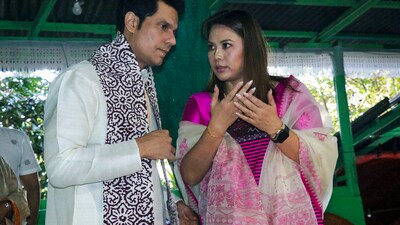 Randeep Hooda and Lin Laishram can be seen seeking blessings at a local deity 'Ipudhou Marjing' shrine ahead of their wedding ceremony. (PTI)