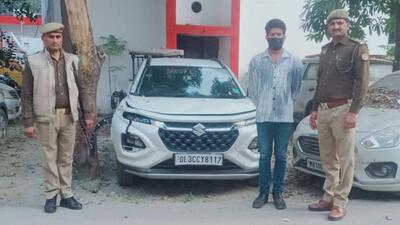 The suspect Piyush Kumar was arrested on Wednesday from Noida’s Sector 83. Police said he fell asleep while driving and hit the workers walking on the roadside. He was trying to evade the police since the incident, they said. (HT Photo)