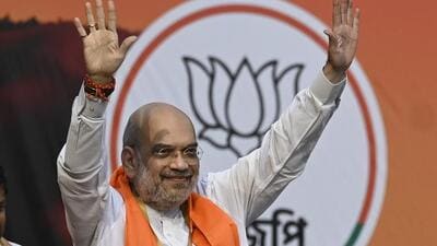 Union home minister Amit Shah during public rally at Esplanade in Kolkata on Wednesday. (Photo by Samir Jana/ Hindustan Times) Union home minister Amit Shah during public rally at Esplanade in Kolkata on Wednesday. (Photo by Samir Jana/ Hindustan Times)