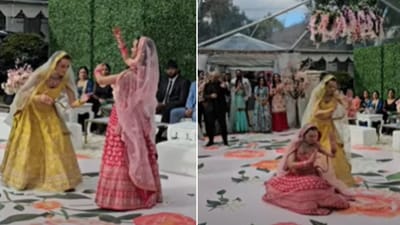 The image shows twin sisters dancing to the song Meri Mehbooba. (YouTube/@PoonamandPriyankaDance) The image shows twin sisters dancing to the song Meri Mehbooba. (YouTube/@PoonamandPriyankaDance)