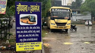 An unauthorised bus running from BRS Nagar to Lucknow in Ludhiana. (HT Photo) An unauthorised bus running from BRS Nagar to Lucknow in Ludhiana. (HT Photo)