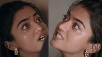 Rashmika Mandanna in a still from the scene from Animal which is widely being discussed online. Rashmika Mandanna in a still from the scene from Animal which is widely being discussed online.
