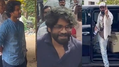Nani, Nagarjuna, Rana Daggubati at voting booths