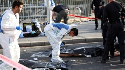 A large number of ambulances and police converged on the street that was crowded with morning commuters, and police said they were searching the area to make sure there were no other attackers.&nbsp; (REUTERS)