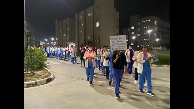 Nursing staff of the Bathinda-based All India Institute of Medical Sciences (AIIMS) staged a candlelight march on the institute campus on Thursday evening in support of their demands.