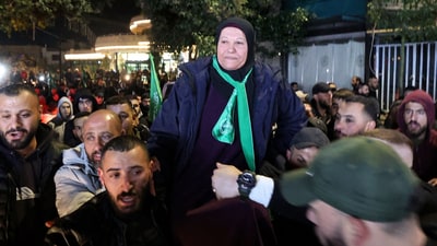Supporters carry a newly freed prisoner during a welcome ceremony following the release of Palestinian prisoners from Israeli jails. (AFP) Supporters carry a newly freed prisoner during a welcome ceremony following the release of Palestinian prisoners from Israeli jails. (AFP)