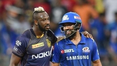 File photo of Andre Russell and Rohit Sharma during an IPL match (AFP) File photo of Andre Russell and Rohit Sharma during an IPL match (AFP)