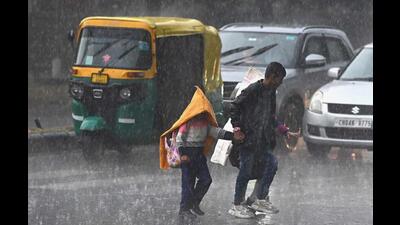 Schoolchildren braving the rain in Chandigarh on Thursday morning. A fresh western disturbance led to a hail and rain in the state capital and adjoining towns of Panchkula and Mohali. (Ravi Kumar/HT) Schoolchildren braving the rain in Chandigarh on Thursday morning. A fresh western disturbance led to a hail and rain in the state capital and adjoining towns of Panchkula and Mohali. (Ravi Kumar/HT)