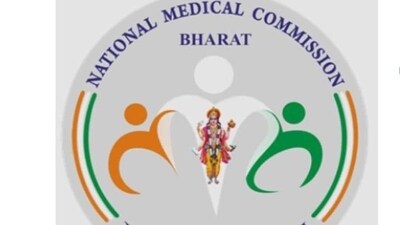 The National Medical Commission has modified its official logo, replacing the word “India’ with “Bharat” and adding a colour image of the god of Ayurveda, Dhanwantari (HT) The National Medical Commission has modified its official logo, replacing the word “India’ with “Bharat” and adding a colour image of the god of Ayurveda, Dhanwantari (HT)