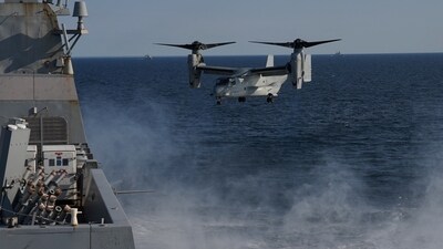 US Air Force Osprey based in Japan crashed into the sea during a training mission