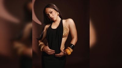 Masaba Gupta adorned her attire with a combination of large bangles and striking hoop earrings, enhancing her overall look. (Instagram/@masabagupta) Masaba Gupta adorned her attire with a combination of large bangles and striking hoop earrings, enhancing her overall look. (Instagram/@masabagupta)