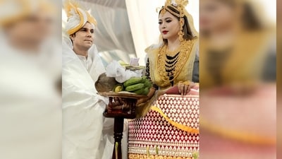 The wedding rituals took place at Chumthang Shannapung resort in Imphal, where the couple exchanged vows in a traditional Meitei wedding ceremony. (Instagram/@randeephooda) The wedding rituals took place at Chumthang Shannapung resort in Imphal, where the couple exchanged vows in a traditional Meitei wedding ceremony. (Instagram/@randeephooda)