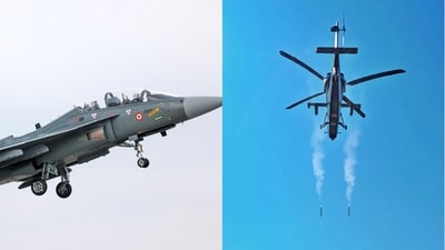 Tejas light combat aircraft (LCA) and Light Combat Helicopter (LCH) ‘Prachand’. (ANI) Tejas light combat aircraft (LCA) and Light Combat Helicopter (LCH) ‘Prachand’. (ANI)