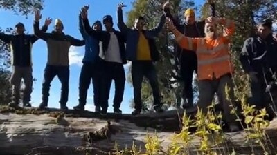 The rescuers celebrated with a little dance after the mission to save 41 construction workers concluded with success.