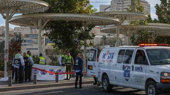 Two people were killed and eight wounded, including five left in a serious condition, in a shooting in Jerusalem on Thursday, first responders said. Police said two suspects "implicated in the shootings were neutralised on the spot" after the attack near a bus stop on the western side of Jerusalem, where there are no checkpoints guarding entrance to the city.(AFP)