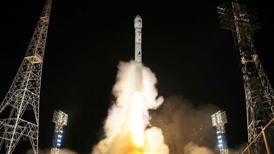 This photo provided by the North Korean government shows what the country said is the launch of the Malligyong-1, a military spy satellite, into orbit on Tuesday, Nov. 21, 2023. (AP)