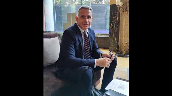 Police attaché of the French Embassy in India, police commissioner Fabrice Cotelle was in Chandigarh on Wednesday. (HT Photo)