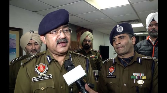 Punjab ADGP (law and order) Arpit Shukla speaks to the media on Thursday. (ANI)