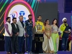 The IPL 2023 opening ceremony ended with MS Dhoni and Hardik Pandya coming to the stage in chariots and then posing for a photograph with the IPL trophy, alongwith Jay Shah, Arun Dhumal and the performers. The IPL 2023 opening ceremony ended with MS Dhoni and Hardik Pandya coming to the stage in chariots and then posing for a photograph with the IPL trophy, alongwith Jay Shah, Arun Dhumal and the performers.