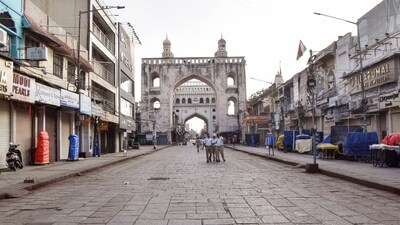 A view of the deserted street in the old city following the Telangana Assembly election in Hyderabad on Thursday (ANI Photo) A view of the deserted street in the old city following the Telangana Assembly election in Hyderabad on Thursday (ANI Photo)