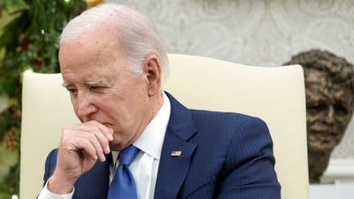 US President Joe Biden, during a meeting with Joao Lourenco, Angola's president in the Oval Office of the White House in Washington, DC, US, on Thursday, Nov. 30, 2023. Photographer: Yuri Gripas/Abaca/Bloomberg (Bloomberg) US President Joe Biden, during a meeting with Joao Lourenco, Angola's president in the Oval Office of the White House in Washington, DC, US, on Thursday, Nov. 30, 2023. Photographer: Yuri Gripas/Abaca/Bloomberg (Bloomberg)