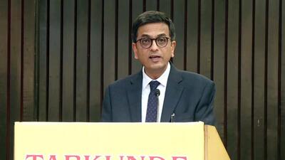 Chief Justice of India, Justice D Y Chandrachud, addresses the 14th VM Tarkunde Memorial Lecture, in New Delhi on Friday. (ANI) Chief Justice of India, Justice D Y Chandrachud, addresses the 14th VM Tarkunde Memorial Lecture, in New Delhi on Friday. (ANI)