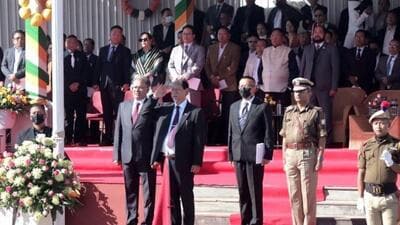 Chief Minister Neiphiu Rio takes the General salute from seven parade contingent during Nagaland’s 61st Statehood day (Twitter/@airnewsalerts)