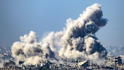 This picture taken from southern Israel near the border with the Gaza Strip shows smoke rising from buildings after being hit by Israeli strikes, as battles resume between Israel and Hamas militants. (AFP) This picture taken from southern Israel near the border with the Gaza Strip shows smoke rising from buildings after being hit by Israeli strikes, as battles resume between Israel and Hamas militants. (AFP)