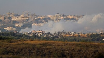 Smoke rises after Israeli strikes in Gaza. (REUTERS)